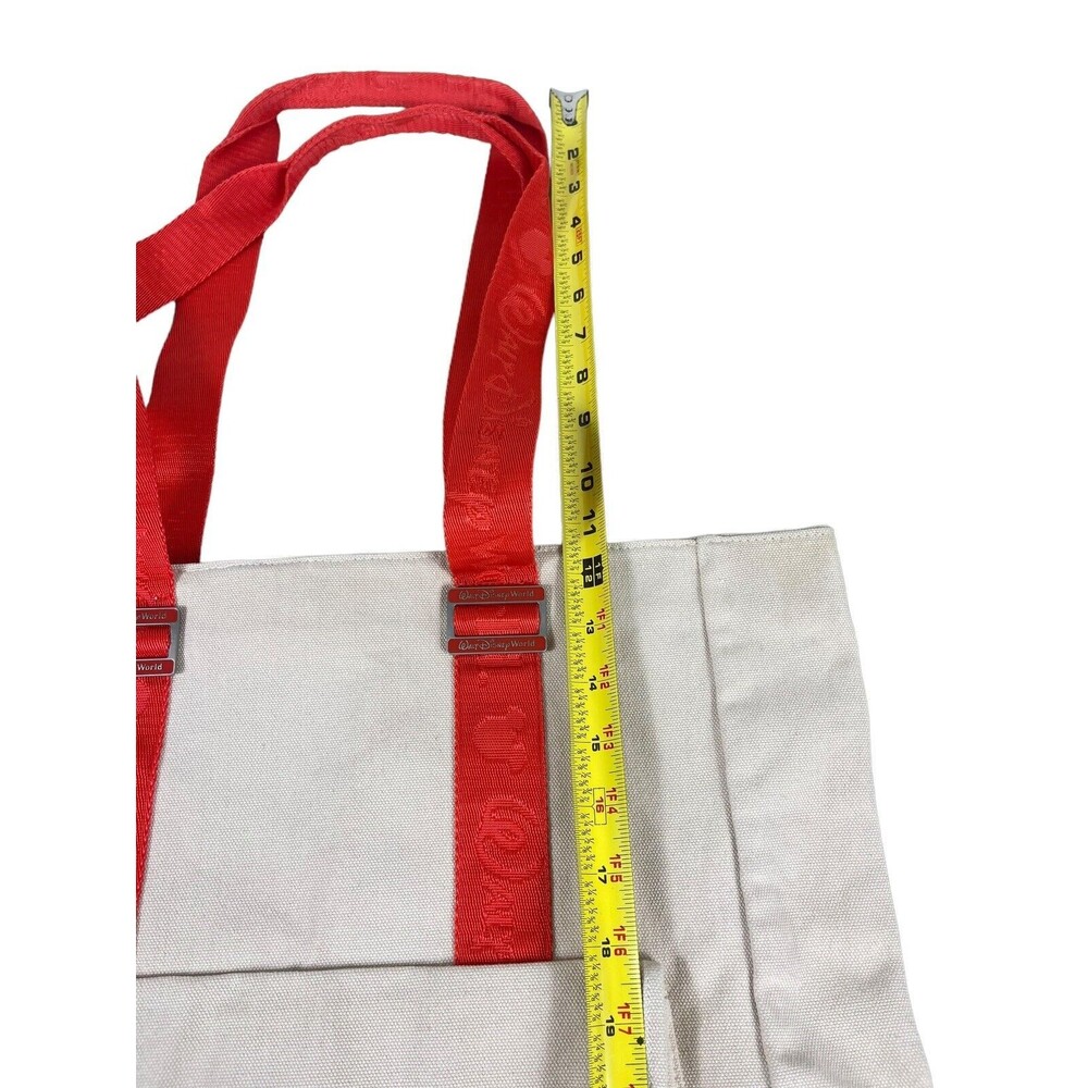 Walt Disney World Tan Canvas Beach Travel Vacation Tote Bag With Orange Straps - Picture 8 of 14